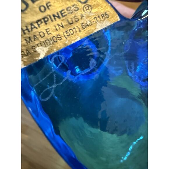 Birds Of Happiness Signed Leo Ward Art Glass Studios Two Birds Heart 3 Inch - Picture 2 of 5